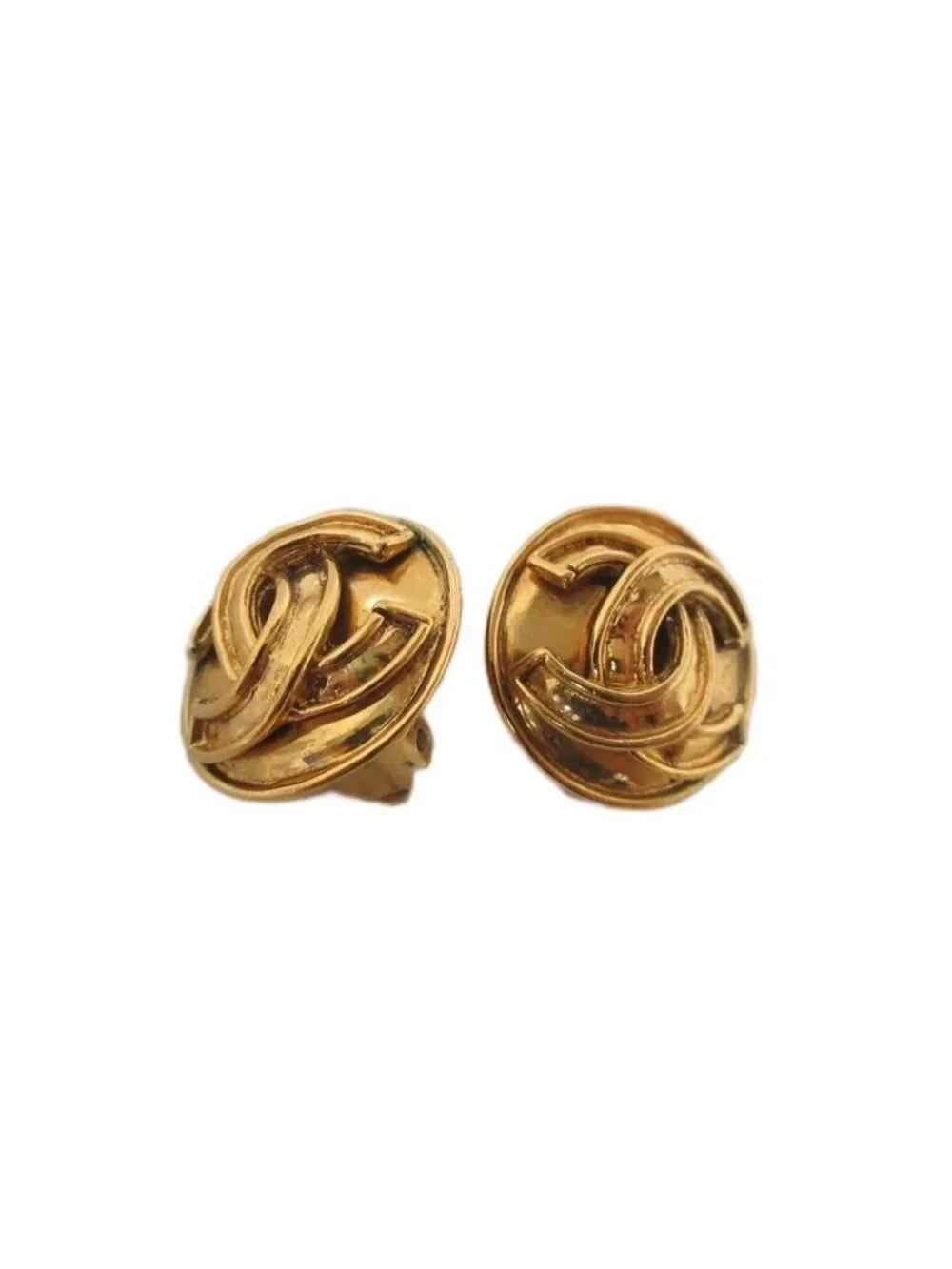 Chanel 94P Vintage CC Logo Earrings Gold Colored